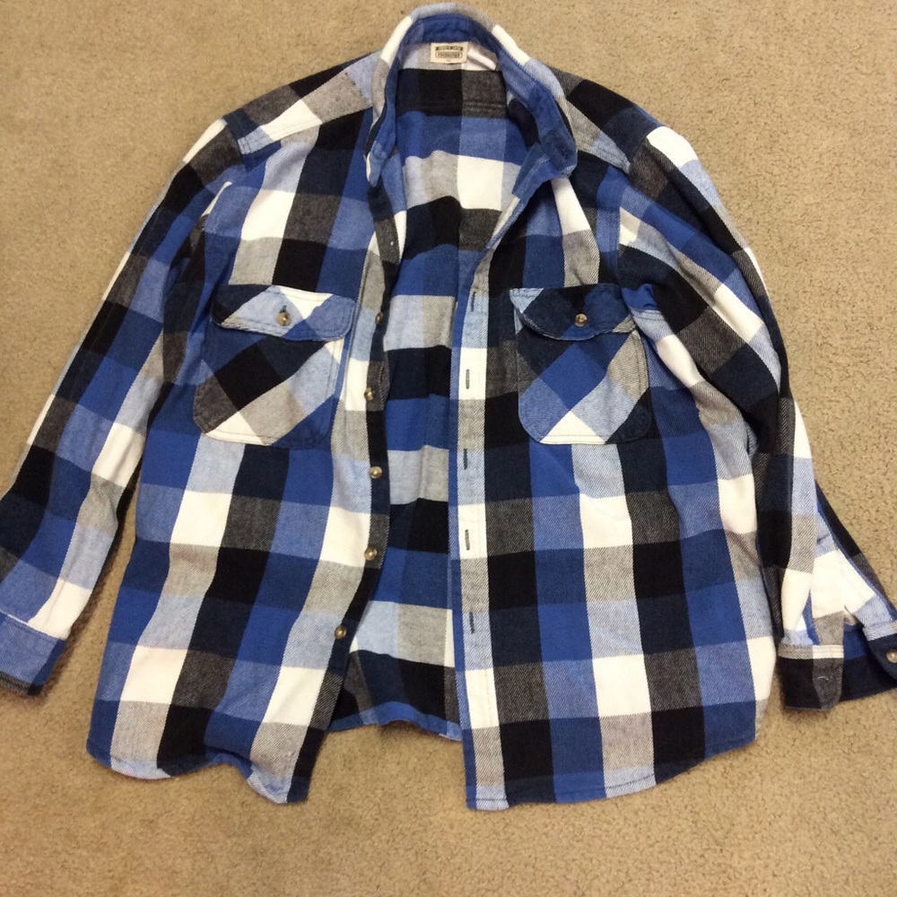 Men’s Heavy Flannel Buffalo Plaid Shirt XL